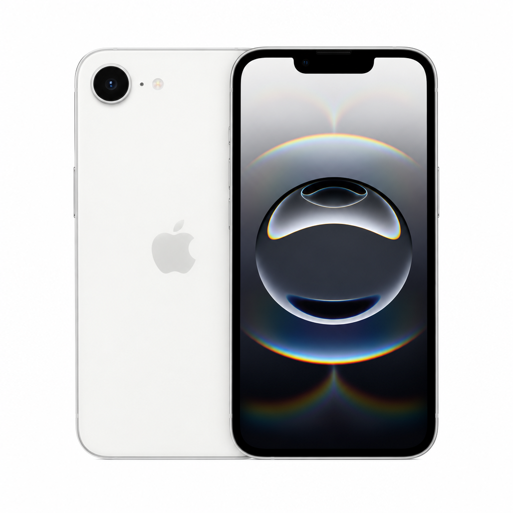 Apple iPhone 16e - bianco, vista frontale e posteriore