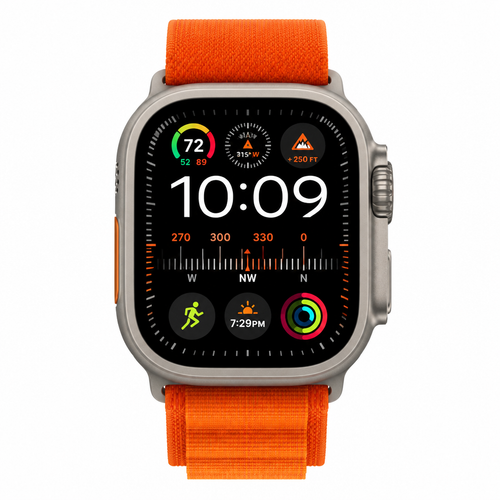 Apple Watch Ultra 2 - cassa titanio, cinturino alpine loop arancione